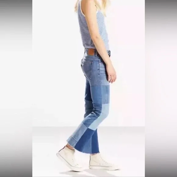 Levi’s 517 Patchwork Cropped Bootcut Jeans High Rise | Size W24 - Picture 2 of 16